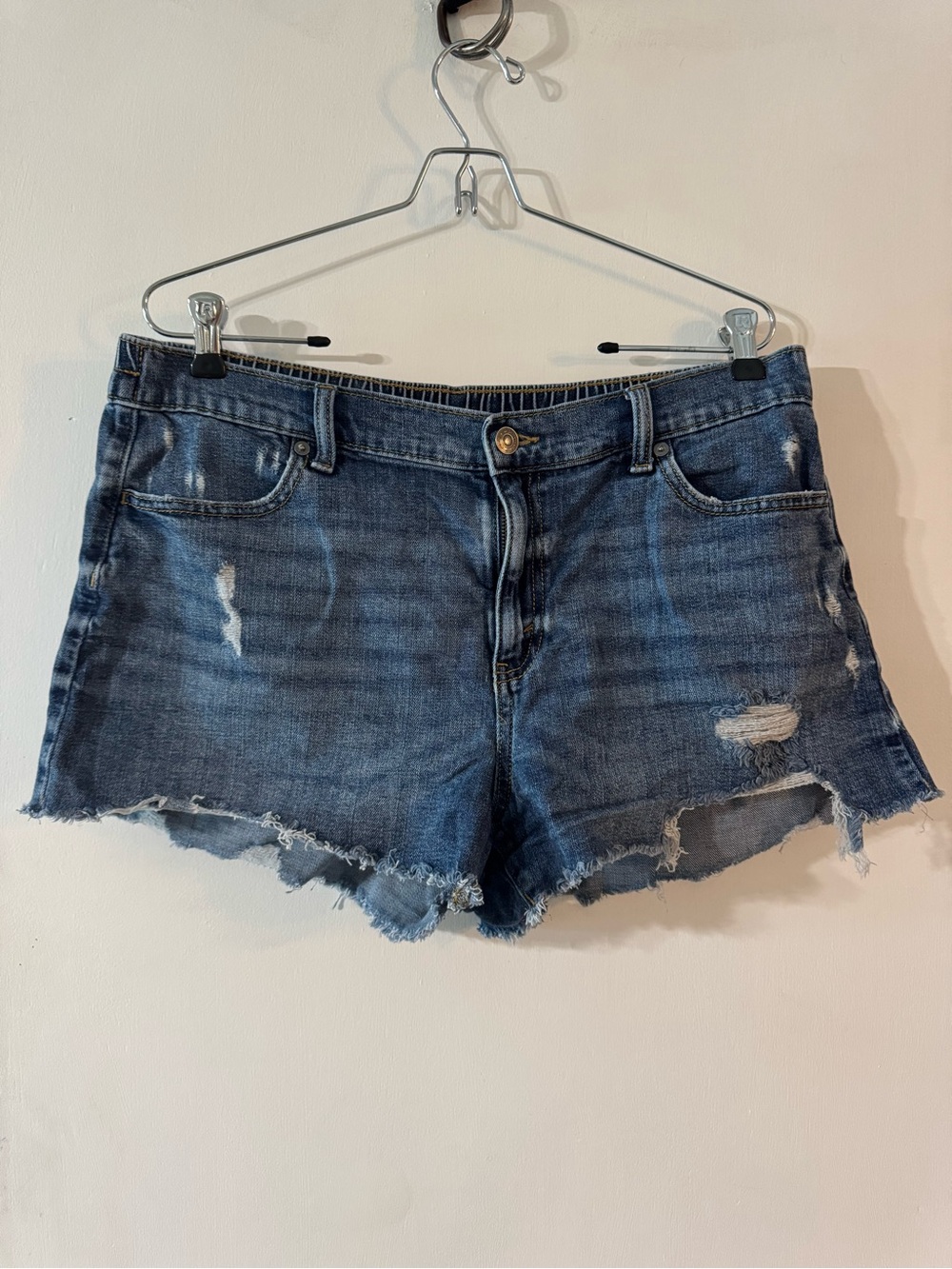aerie Distressed Dark Blue Denim Cutoff Shorts